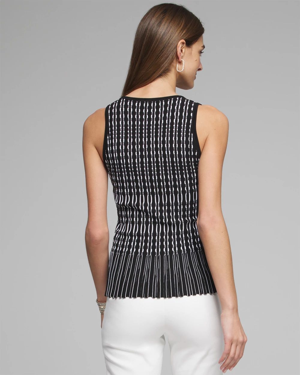Black and white striped peplum top online